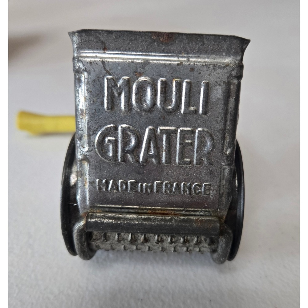 Vintage Mouli Grater Made in France‎ Rotary Cheese Nut Grater Yellow Handle